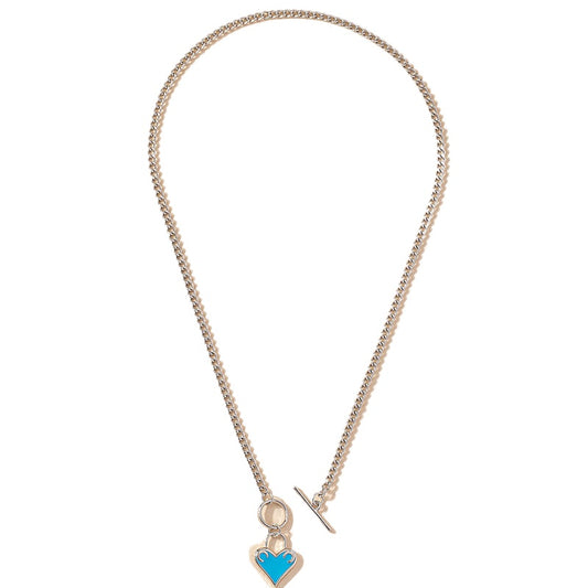 Drop Glaze Love Necklace with OT Buckle Design and Small Lock Pendant - Elegant Collarbone Chain