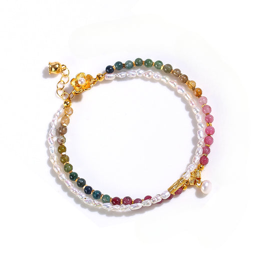 Planderful Fortune's Favor Bracelet – Exquisite Pearl and Tourmaline Design