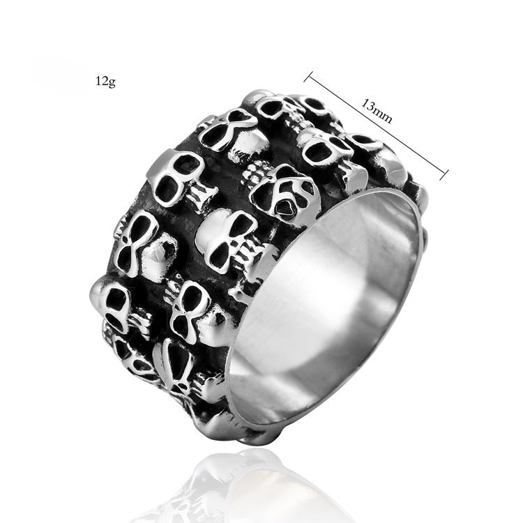 Wide Skull Titanium Steel Ring