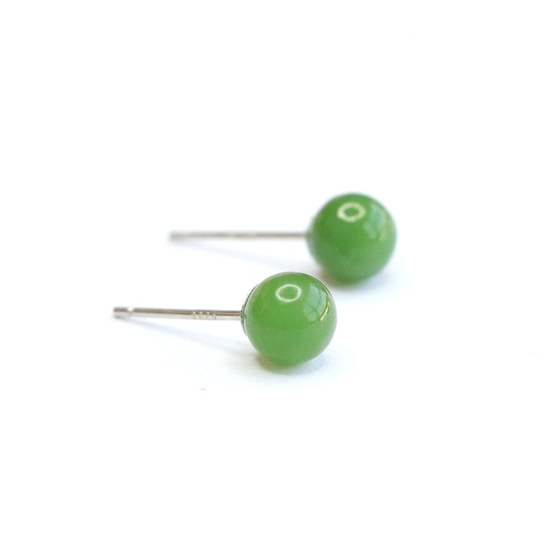 925 Sterling Silver Hetian Jasper Stud Earrings