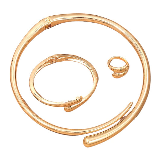 European and American Fashion Geometric Jewelry Set with Glossy Women's Collar