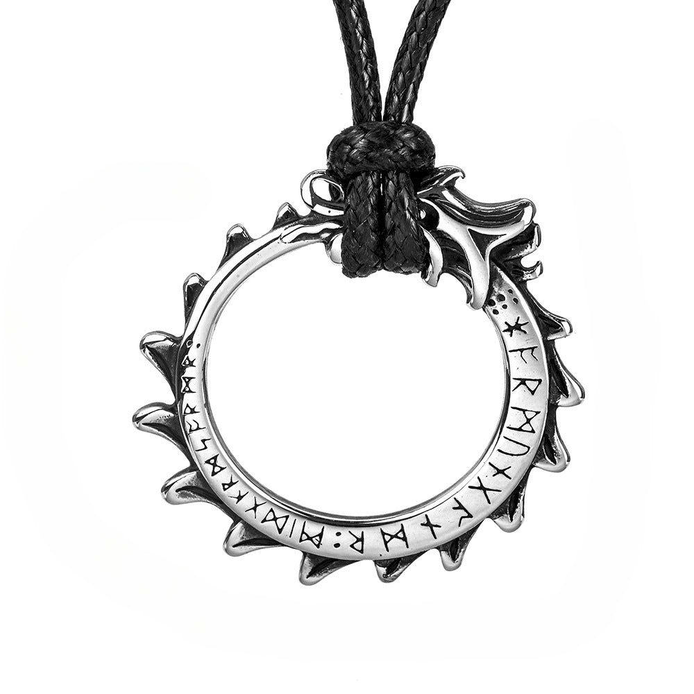 Nordic Retro Stainless Steel Men's Pendant Viking Luna Necklace