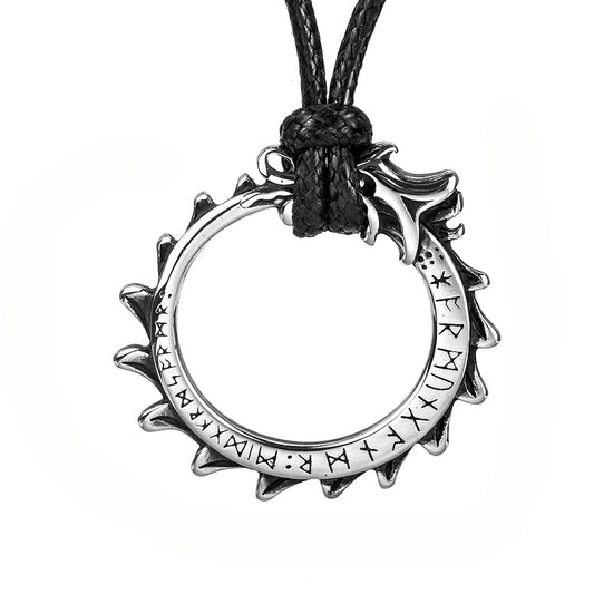 Nordic Retro Stainless Steel Men's Pendant Viking Luna Necklace