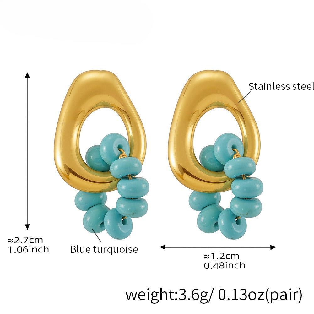 Planderful Turquoise Earrings Durable Stainless Steel Women