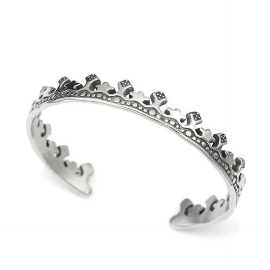 Planderful Everyday Genie Durable Titanium Stainless Steel Bracelet For Unisex Fashion Lovers Retro Crown Opening