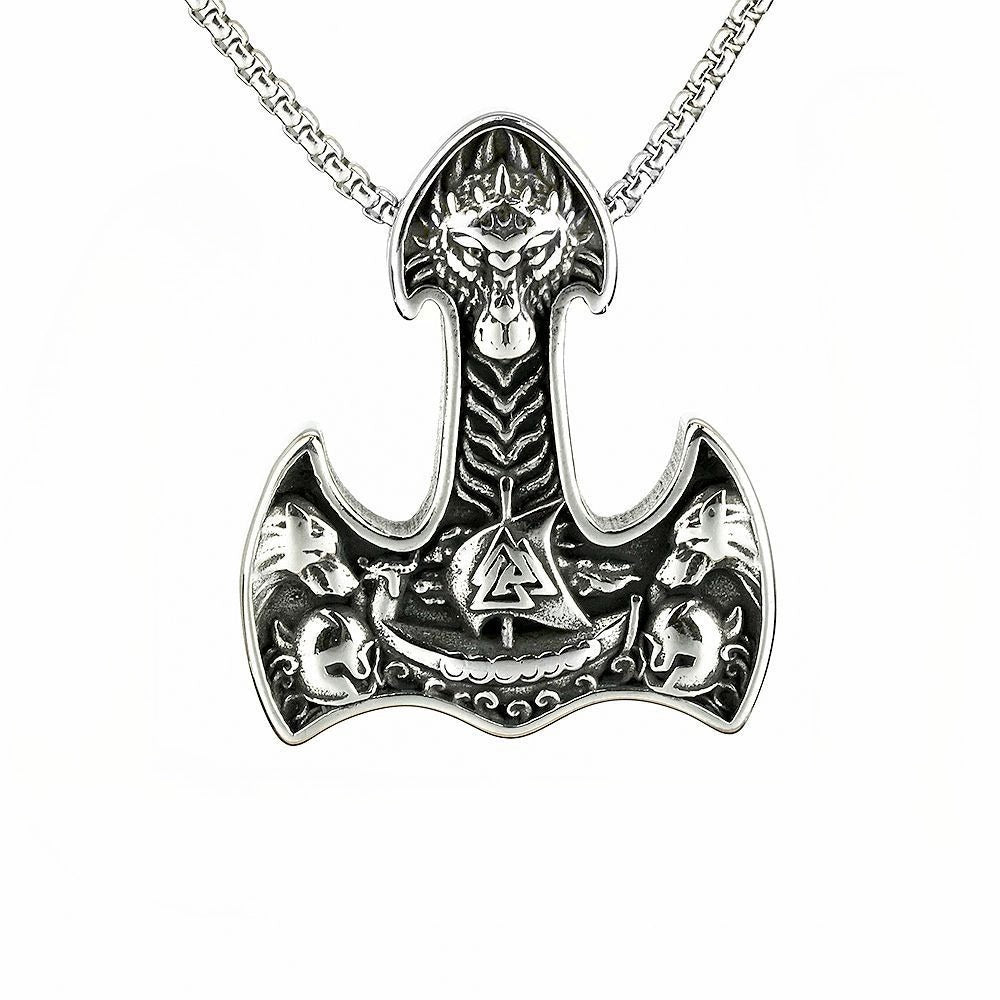 Planderful Shop Thors Hammer Pendant For Men Stainless Steel Viking Necklace Rugged Iconic