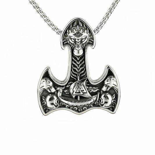 Planderful Shop Thors Hammer Pendant For Men Stainless Steel Viking Necklace Rugged Iconic