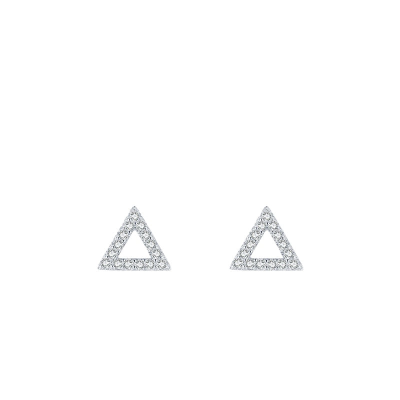 925 Sterling Silver Heart Geometric Zircon Stud Earrings