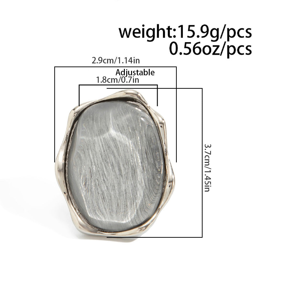 Planderful Vienna Verve Wide Stone Ring For Bold Modern Women Statement Ring Jewelry Accessory