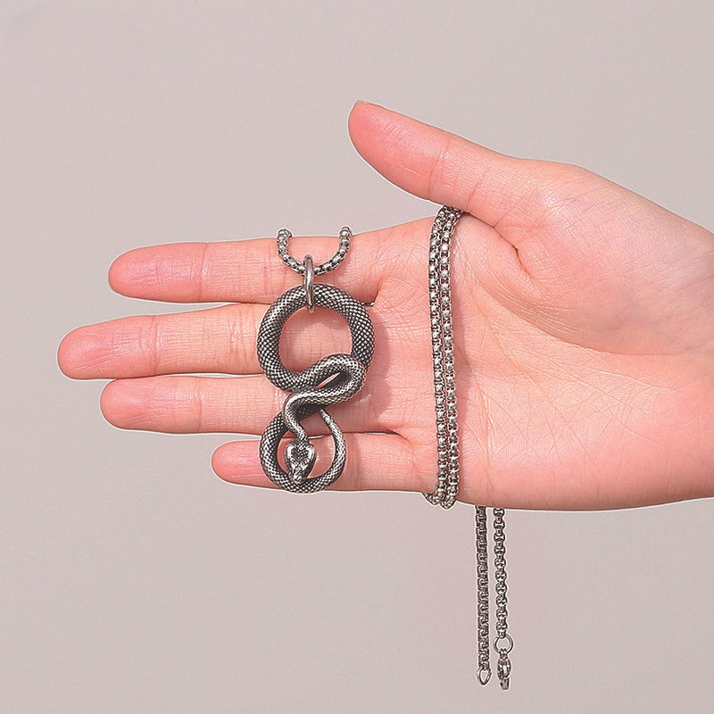 Titanium Steel Necklace – Luxury Spirit Snake Design for Men