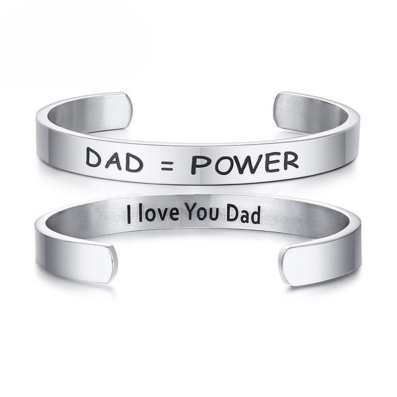 Father's Day Gift Titanium Steel DAD = POWER Bracelet for Men