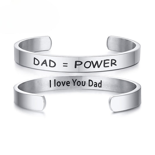 Father's Day Gift Titanium Steel DAD = POWER Bracelet for Men