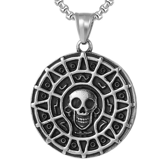 Halloween Smile Skeleton Round Titanium Steel Necklace for Men