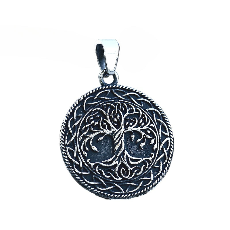 Viking Celtic Knot Titanium Steel Pendant - Retro Tree of Life Jewelry for Men