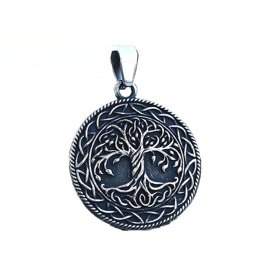 Viking Celtic Knot Titanium Steel Pendant - Retro Tree of Life Jewelry for Men