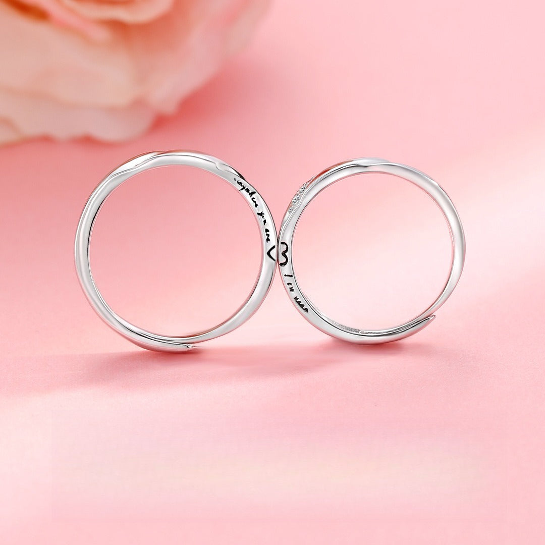 Planderful Jewelry Sterling Silver Couple Ring Magnetic Opening Adjustable For Men And Women