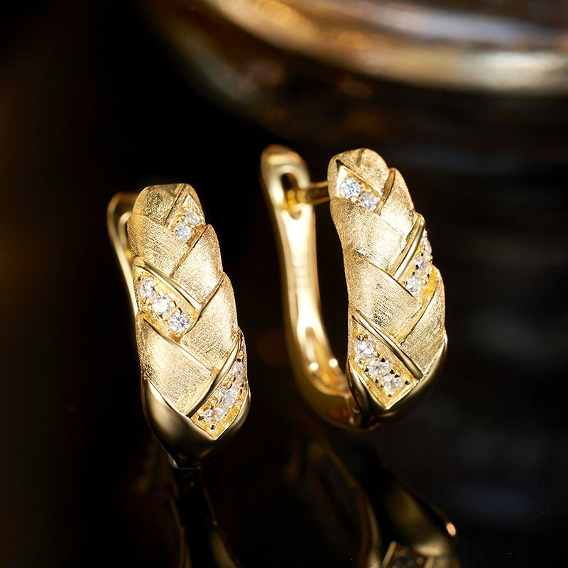 Planderful S925 Silver Wheat Ear Earrings Women Zircon Chic