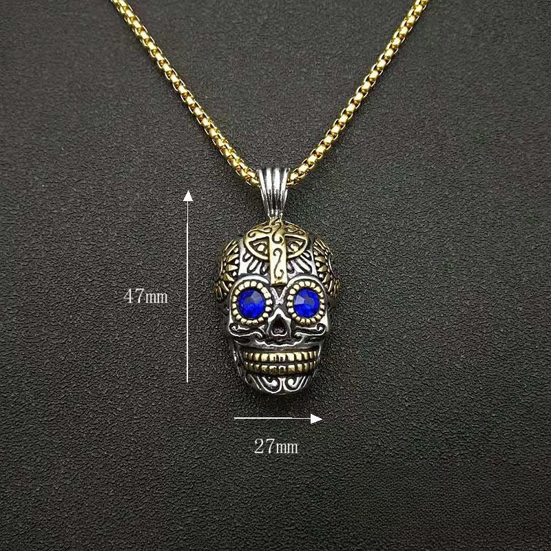 Gold-Plated Stainless Steel Necklace - Statement Skull
