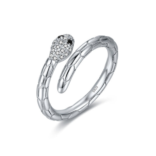 Niche Style Adjustable Sterling Silver Snake Ring for Women