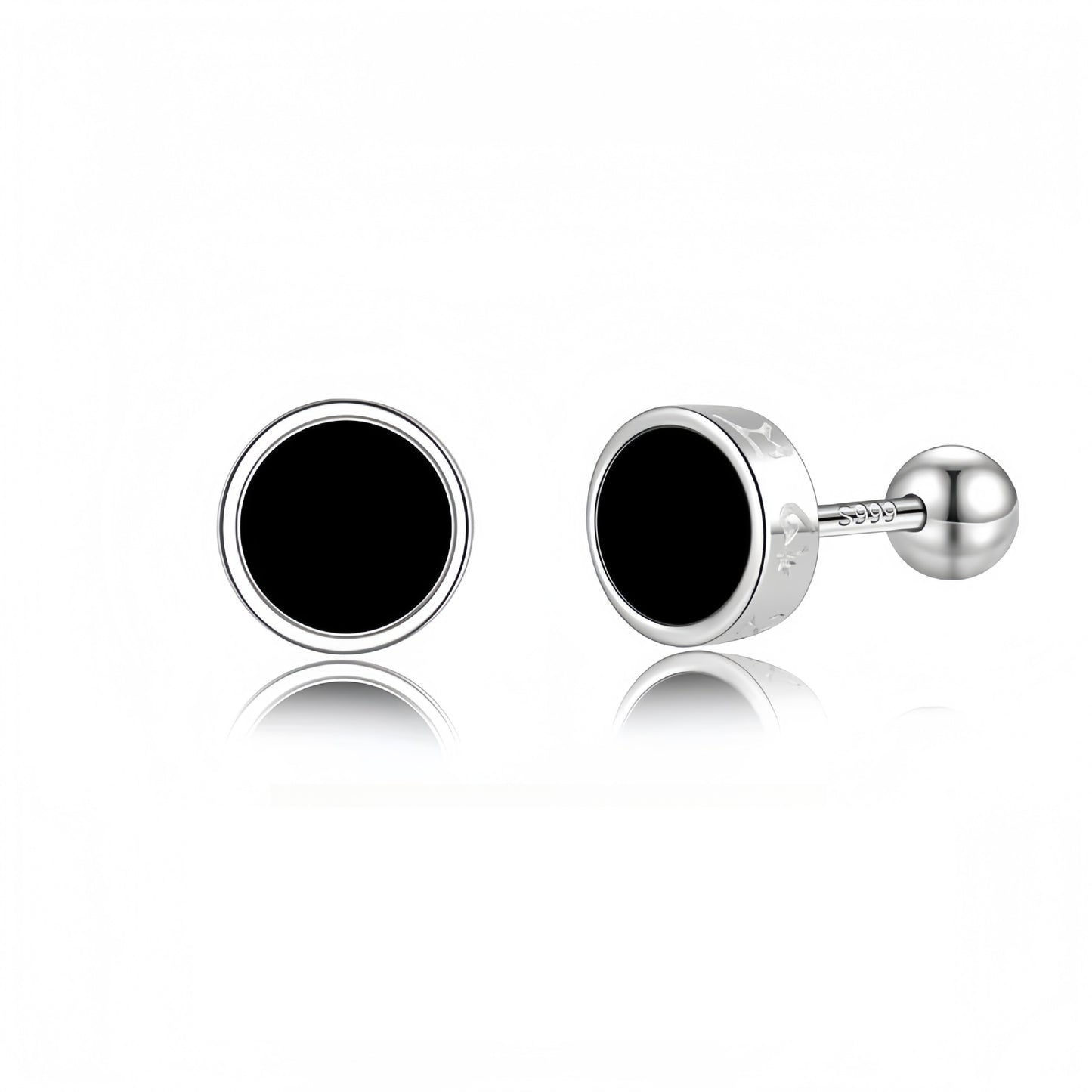 New 999 Sterling Silver Stud Earrings for Men Trendy