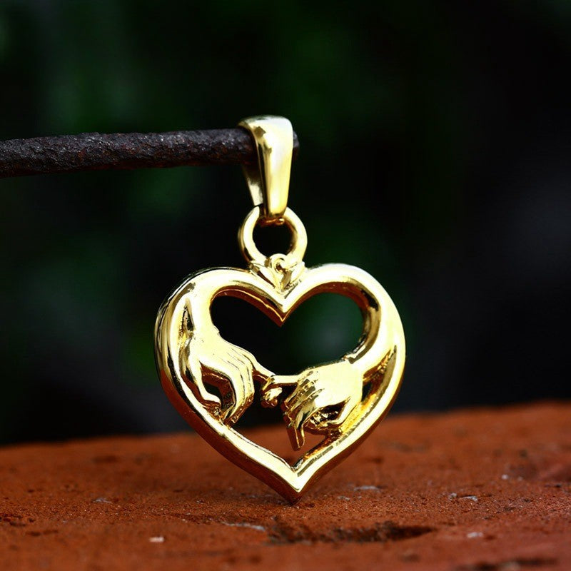 Titanium Steel Heart Pendant for Men - Electric Gold Fashion Jewelry