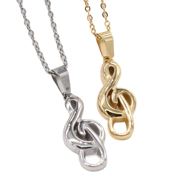 Planderful Music Note Pendant Durable Stainless Steel Unisex Necklace For Women Men Chic Everyday Genie