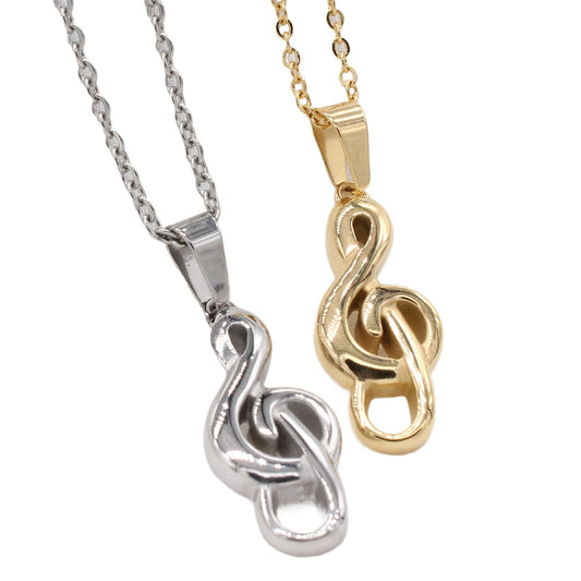 Planderful Music Note Pendant Durable Stainless Steel Unisex Necklace For Women Men Chic Everyday Genie