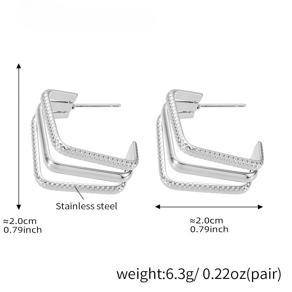 Planderful Women C Shape Stainless Steel Earrings GoldPlated