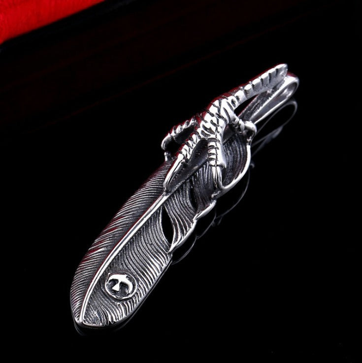 Titanium Steel Pendant For Men & Women – Takahashi Eagle Claw Feather Necklace