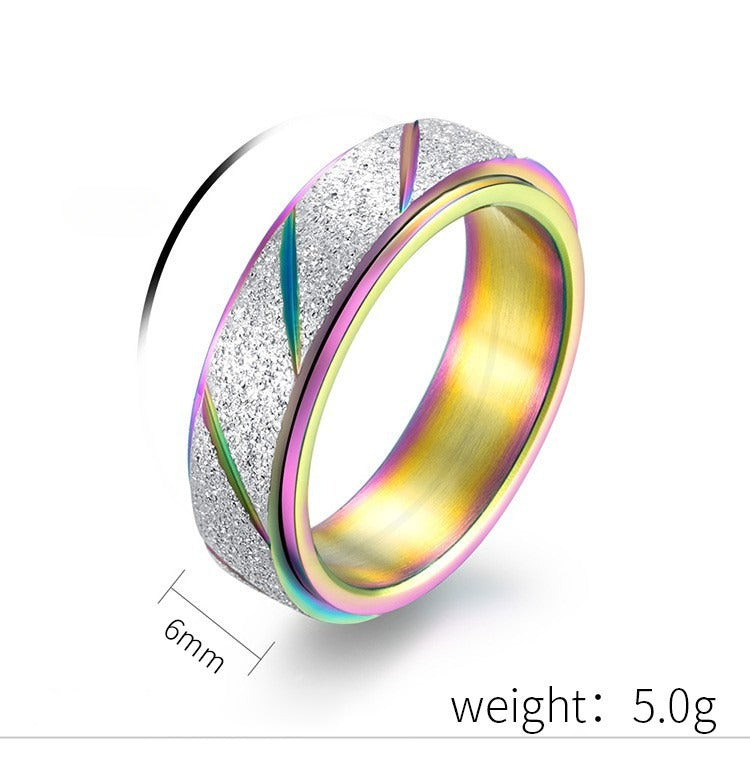 Planderful Unisex Titanium Steel Rotating Pearl Sand Ring For Trendy Street Fashion Fans