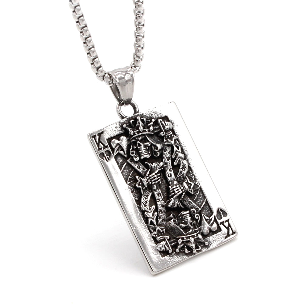 Planderful Personalized Retro Playing Cards Pendant King K Titanium Steel Unisex Protection For Card Lovers