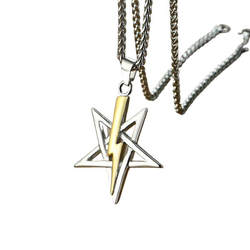 Hip-Hop Necklace Stainless Steel Five-Pointed Star Pendant