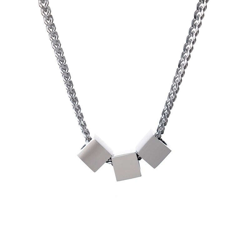 Planderful Jewelry Square Steel Couple Necklace For Him And Her Collarbone Chain With Modern Minimal Design
