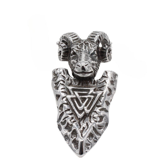 Planderful Titanium Steel Viking Shield Ram Pendant Unisex Jewelry For Men And Women Bold Protection