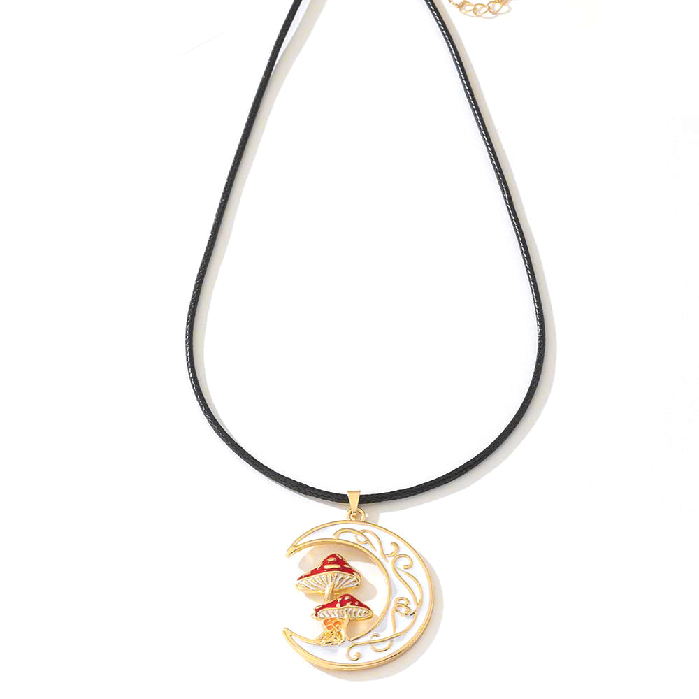 Planderful Vienna Verve Necklace – Cute Metal Moon Mushroom Design