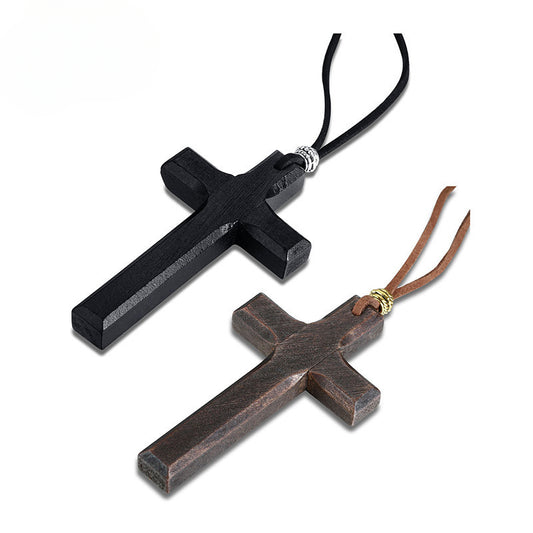 Vintage Hand Fashion Cross Pendant Unisex Wooden Cross for Men