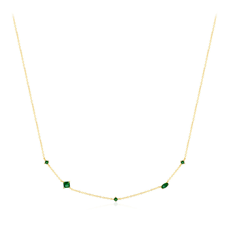 Vintage Emerald Green Zircon Sterling Silver Necklace