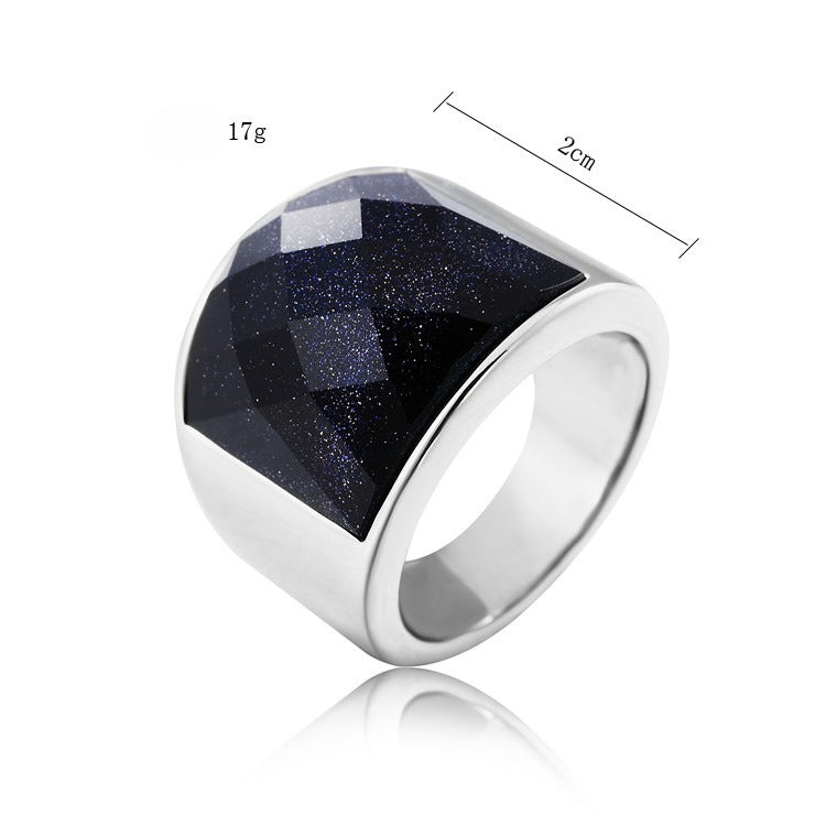 Planderful Titanium Steel Ring For Men Unisex Gemstone Jewelry Modern European American Style Protection