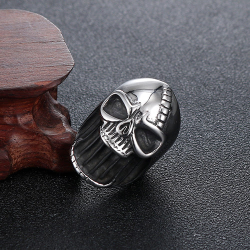 Titanium Steel Skull Ring for Men - Openable Punk Design Inspired by European and American Religious Totems
