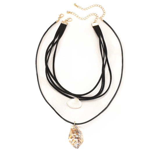 Planderful Vienna Verve Conch Necklace Set – Retro Hip-Hop Punk Style