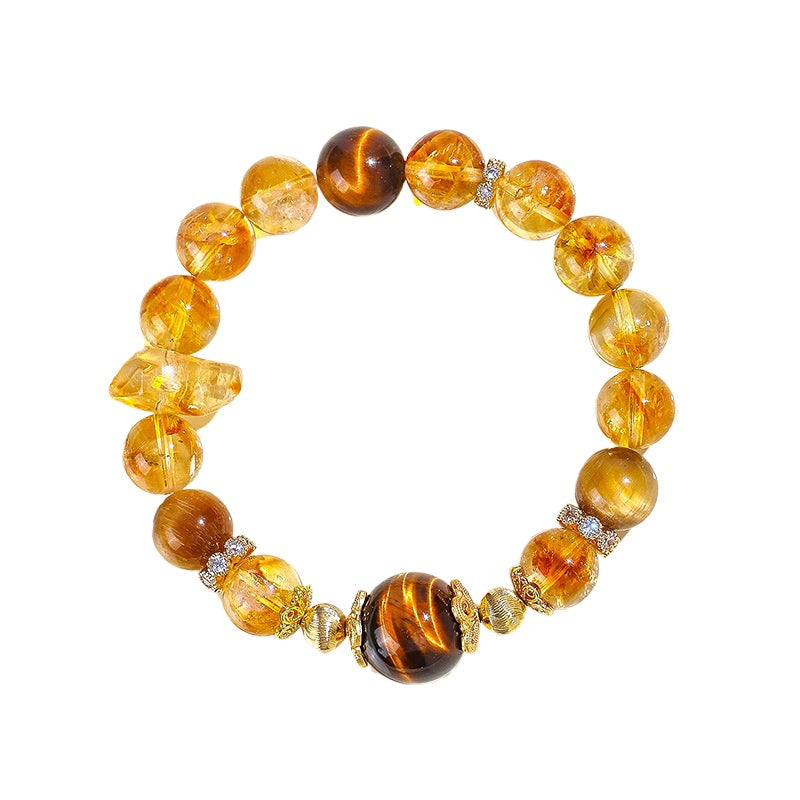 Planderful Fortune's Favor Bracelet – Natural Tiger's Eye and Citrine Gemstones
