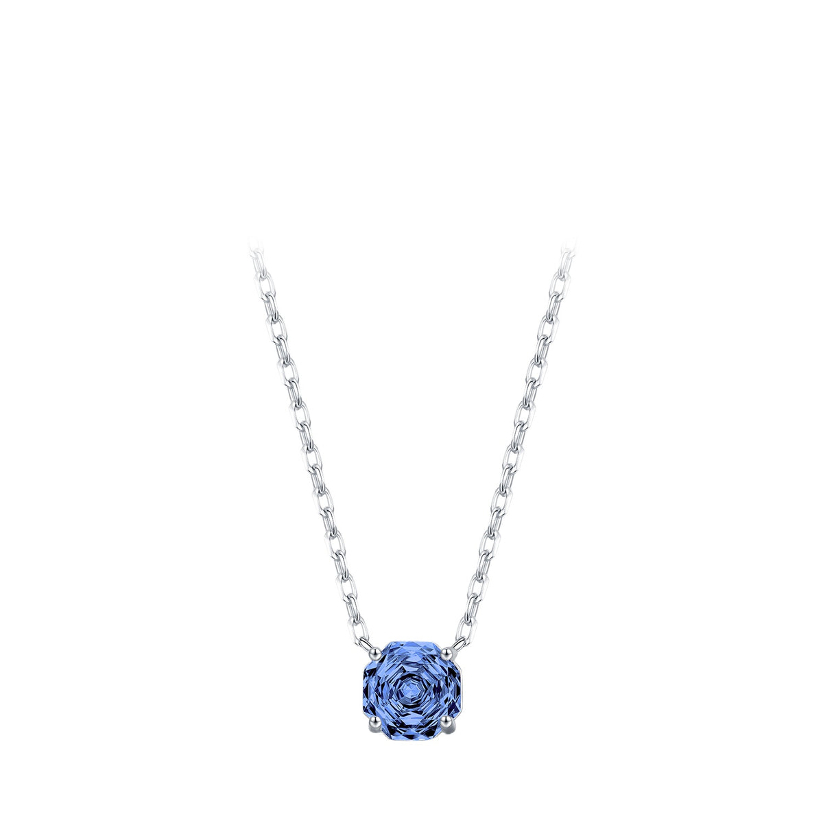 925 Sterling Silver Tanzanite-Color Rose-Cut Zircon Necklace