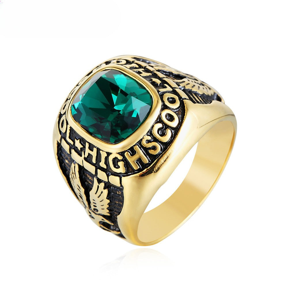 Gold Double Eagle Ring With Zircon Unisex Bold Protection Statement Planderful Everyday Genie