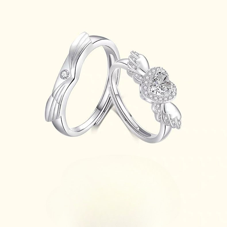S925 Sterling Silver Contemporary Couple Ring — Adjustable
