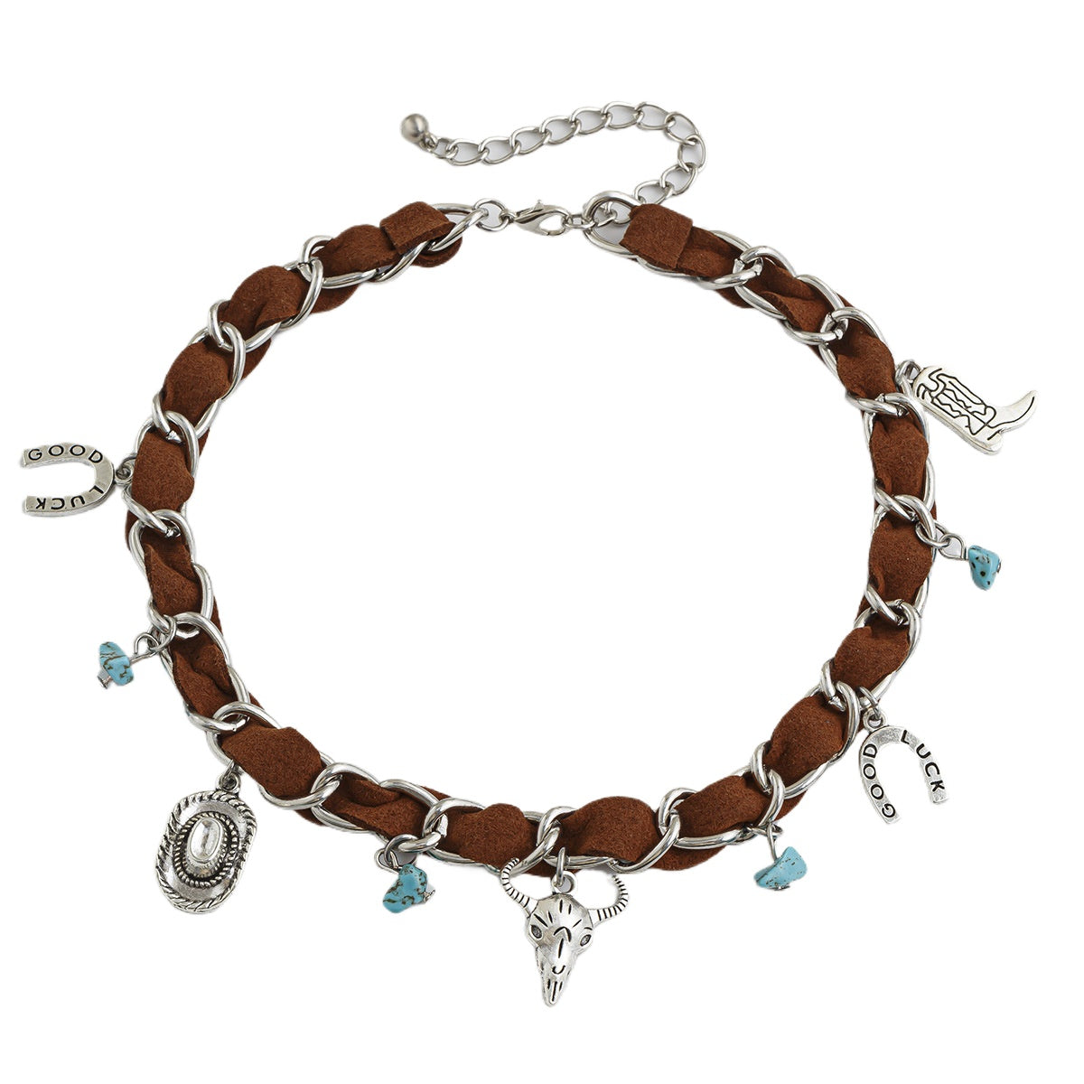 Western Bull Head Turquoise-Style Choker