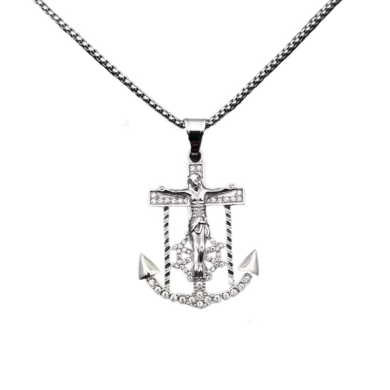 Planderful Everyday Genie Gold Plated Anchor Cross Necklace For Hip Hop Streetwear Fans