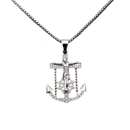 Planderful Everyday Genie Gold Plated Anchor Cross Necklace For Hip Hop Streetwear Fans