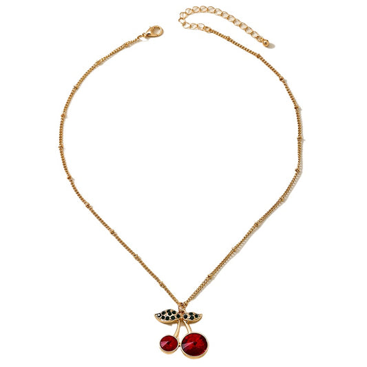 Planderful Vienna Verve Necklace – Cute Metal Cherry Pendant Design