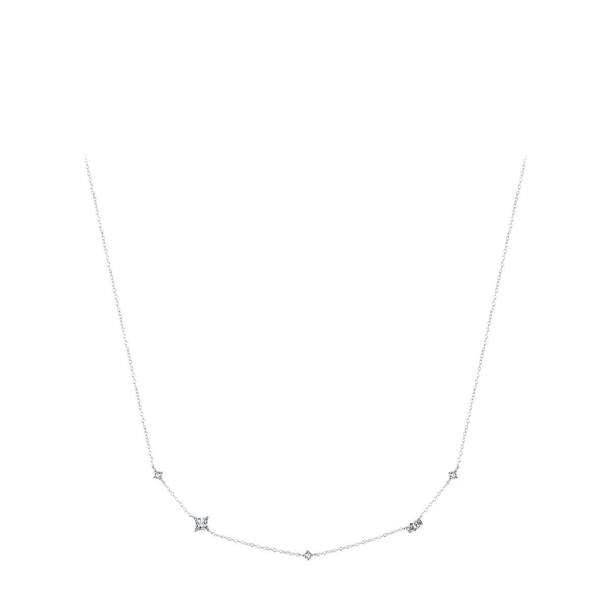 925 Sterling Silver Geometric Zircon Necklace