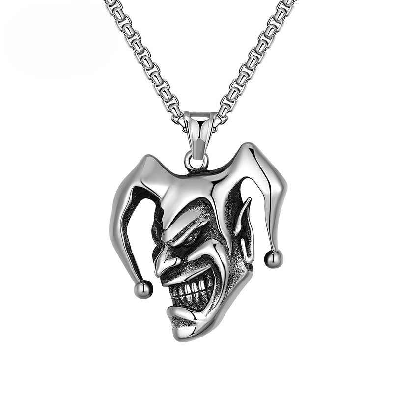 Stainless Steel Necklace – Elegant Clown Smile Pendant For Men Everyday Jewelry Gift